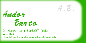 andor barto business card